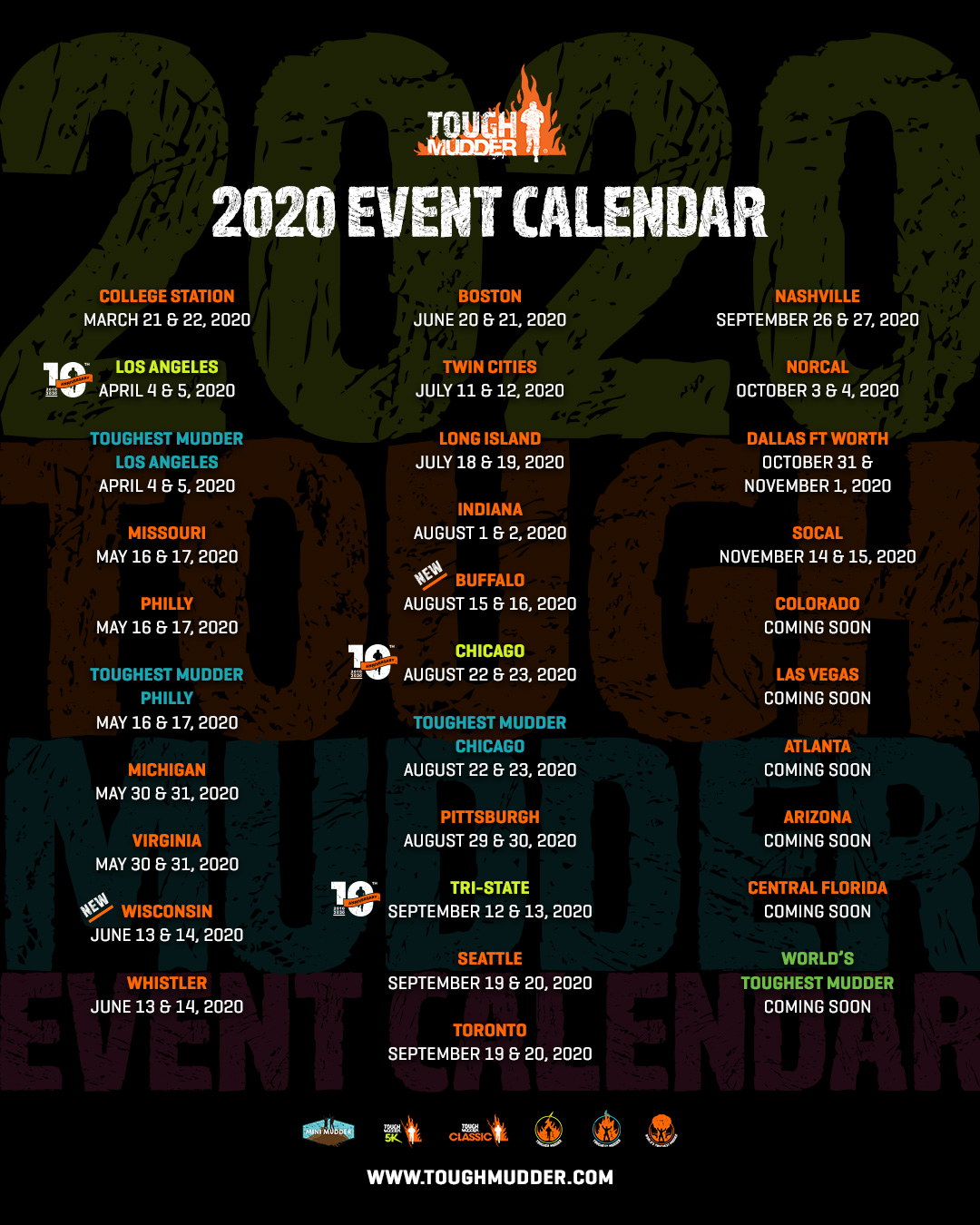 tough mudder 2020 calendar