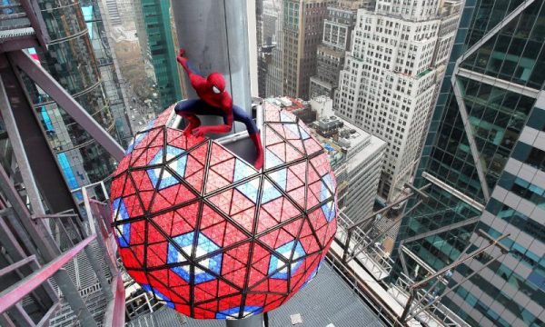 SONY PICTURES ENTERTAINMENT SPIDER-MAN IN TIMES SQUARE FOR NEW YEAR&apos;S EVE CELEBRATION