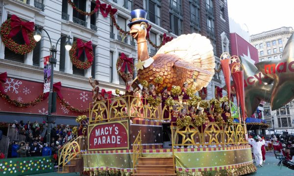 MACY'S THANKSGIVING DAY PARADE -- 2023 Downtown Production -- Pictured: Tom Turkey Float -- (Photo by: Cara Howe/NBC)