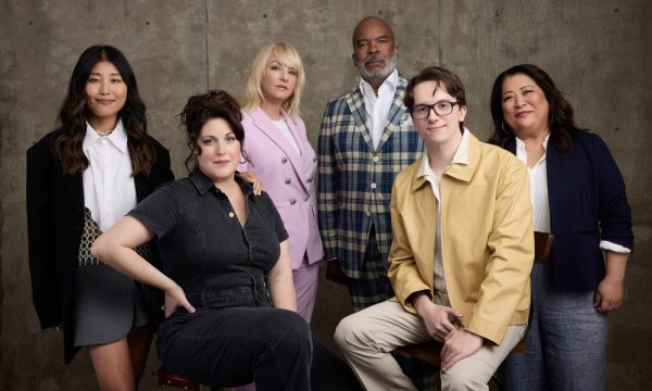 NBCUNIVERSAL EVENTS -- Press Tour, July 2024 -- NBCU Portrait Studio -- Pictured: Kahyun Kim, St. Denis Medical NBC, Allison Tolman, St. Denis Medical NBC, Wendi McLendon-Covey, St. Denis Medical NBC, David Alan Grier, St. Denis Medical NBC, Mekki Leeper, St. Denis Medical NBC, Kaliko Kauahi, St. Denis Medical NBC -- (Photo by: JSquared Photography/NBCUniversal)