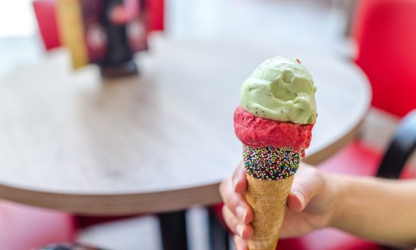 Young woman enjoying ice cream